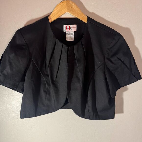 NWT R&K Originals Black Cropped Shrug Jacket | Cotton Blend Short Sleeve Bolero - Picture 1 of 5